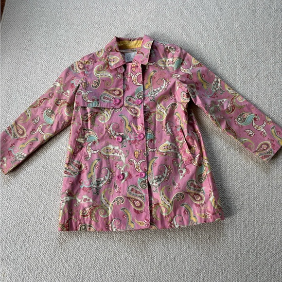 Easter raincoat “Lovely Weather for Ducks” Pink Little Joule girls 9-10 EUC - Picture 1 of 5
